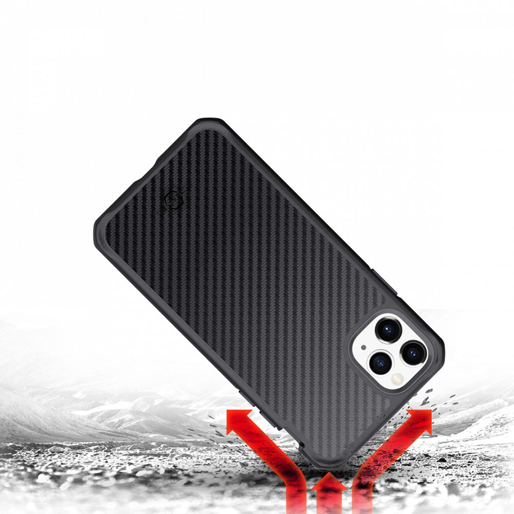 Husa pentru iPhone 11 Pro IT SKINS APXE-HYBFS-BLK1, Hybrid Carbon Black, antisoc, negru