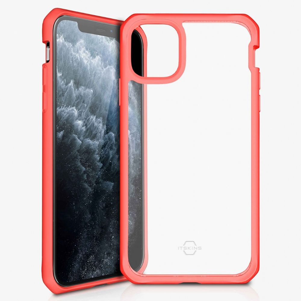 Husa pentru iPhone 11 Pro Max IT SKINS APXM-HYBSO-PCTR, Hybrid Solid Plain Coral and Transparent, antisoc, portocaliu
