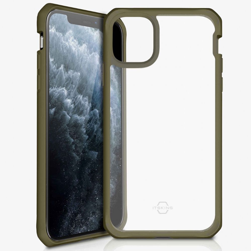 Husa pentru iPhone 11 Pro Max IT SKINS APXM-HYBSO-KATR, Hybrid Solid Kaki and Transparent, antisoc, kaki