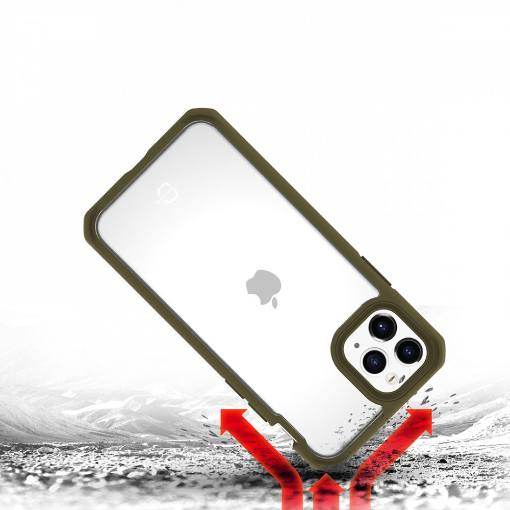 Husa pentru iPhone 11 Pro Max IT SKINS APXM-HYBSO-KATR, Hybrid Solid Kaki and Transparent, antisoc, kaki