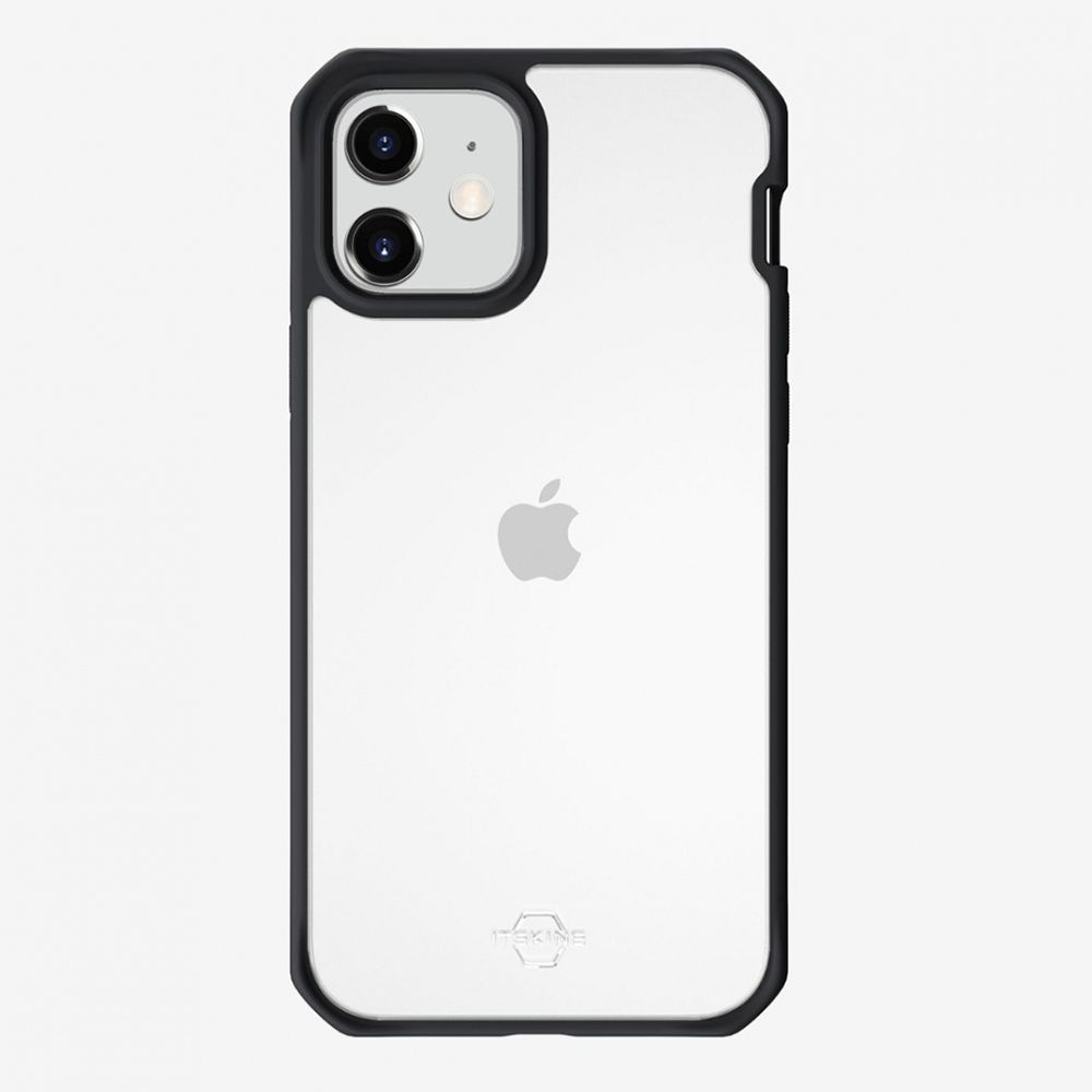 Husa pentru iPhone 12 Mini IT SKINS AP2G-HYBSO-PBTR, Hybrid Solid Plain Black and Transparent, negru