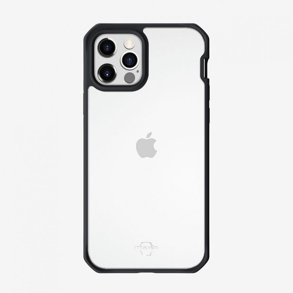 Husa pentru iPhone 12 Pro Max IT SKINS AP4P-HYBSO-PBTR, Hybrid Solid Plain Black and Transparent, negru