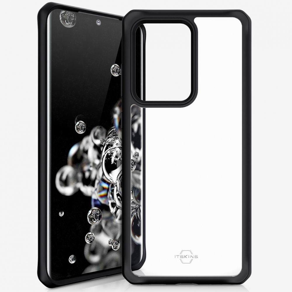 Husa pentru Samsung Galaxy S20 Ultra IT SKINS SGPS-HYBSO-PBTR, Hybrid Solid Plain Black and Transparent, antisoc