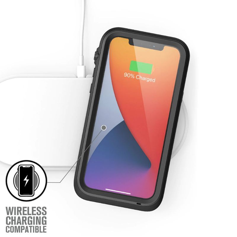 Husa iPhone 12 CATALYST Total Protection Transparent Black CATIPH012BLKM, waterproof, snur, negru