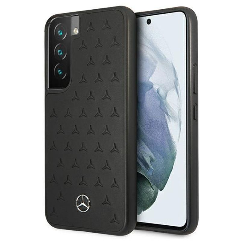 Husa pentru Samsung Galaxy S22 MERCEDES MEHCS22SPSQBK, Leather Stars Pattern, piele naturala, negru