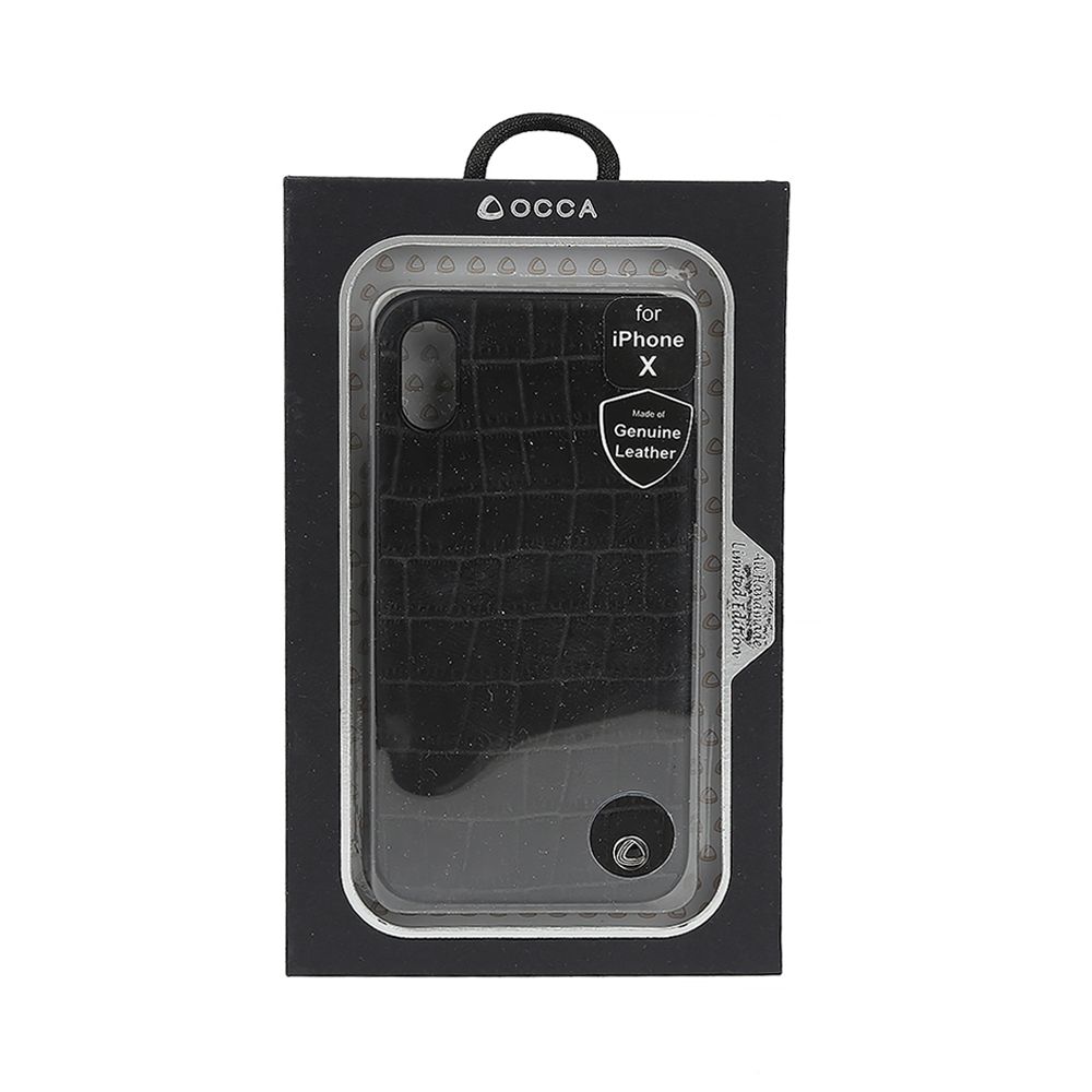 Carcasa pentru iPhone X / XS OCCA OCSK2IPHXBR, Skin II Brown, piele naturala, textura croco, margini flexibile, maro
