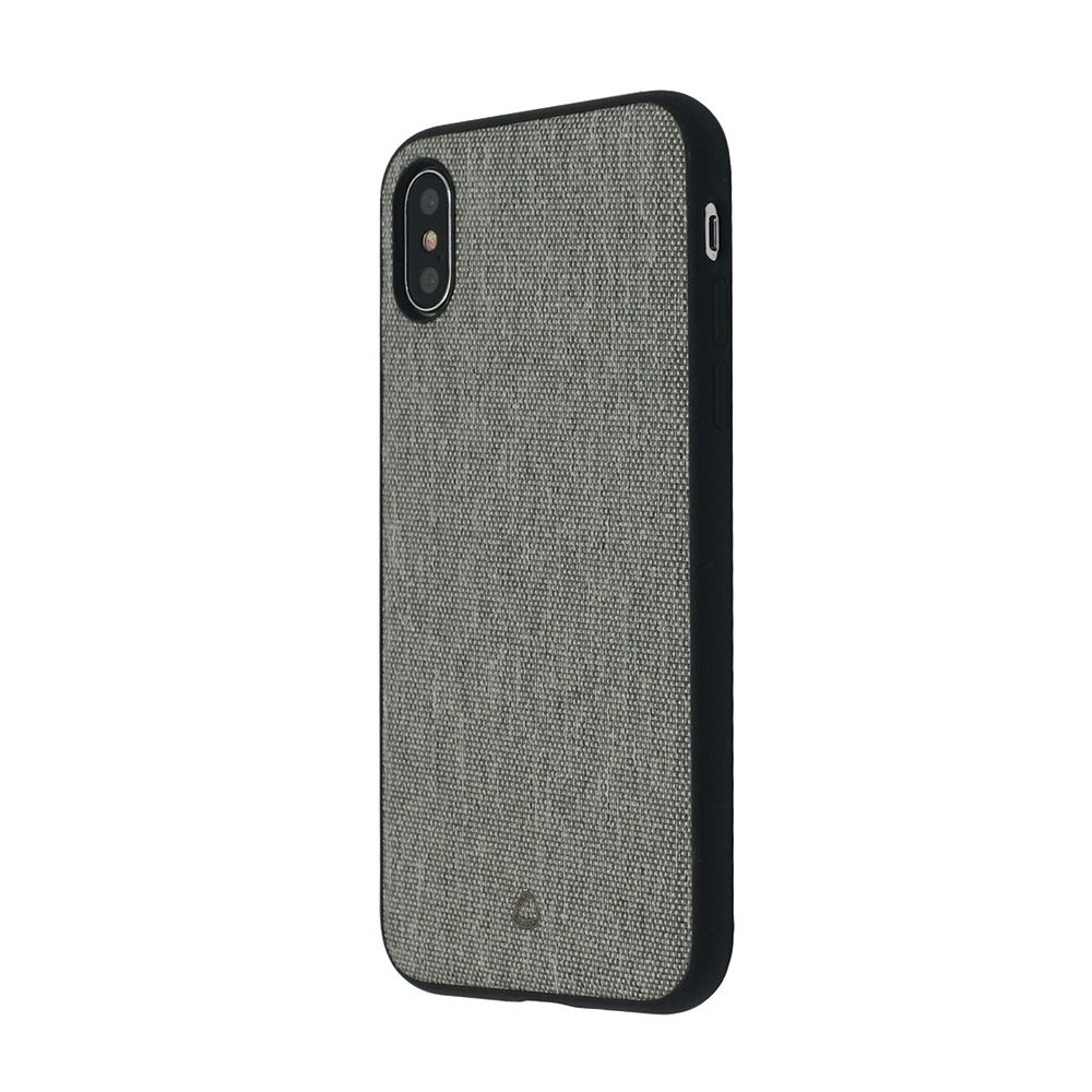 Carcasa pentru iPhone X / XS OCCA OCLNCIPHXGR, Linen Car Gray, margini flexibile, material textil, placuta metalica integrata, gri