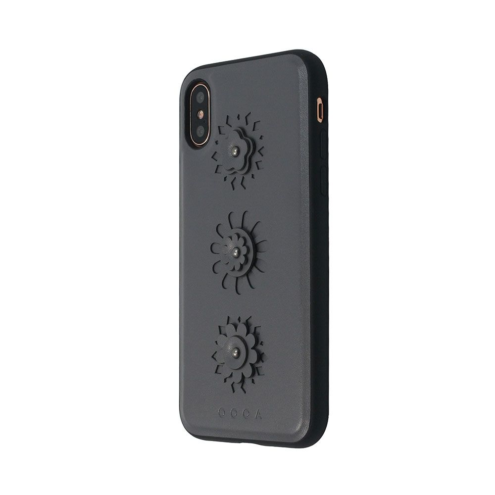 Carcasa pentru iPhone X / XS OCCA OCBCIPHXGR, Burch Gray, cu motive florale aplicate si margini cauciucate, gri