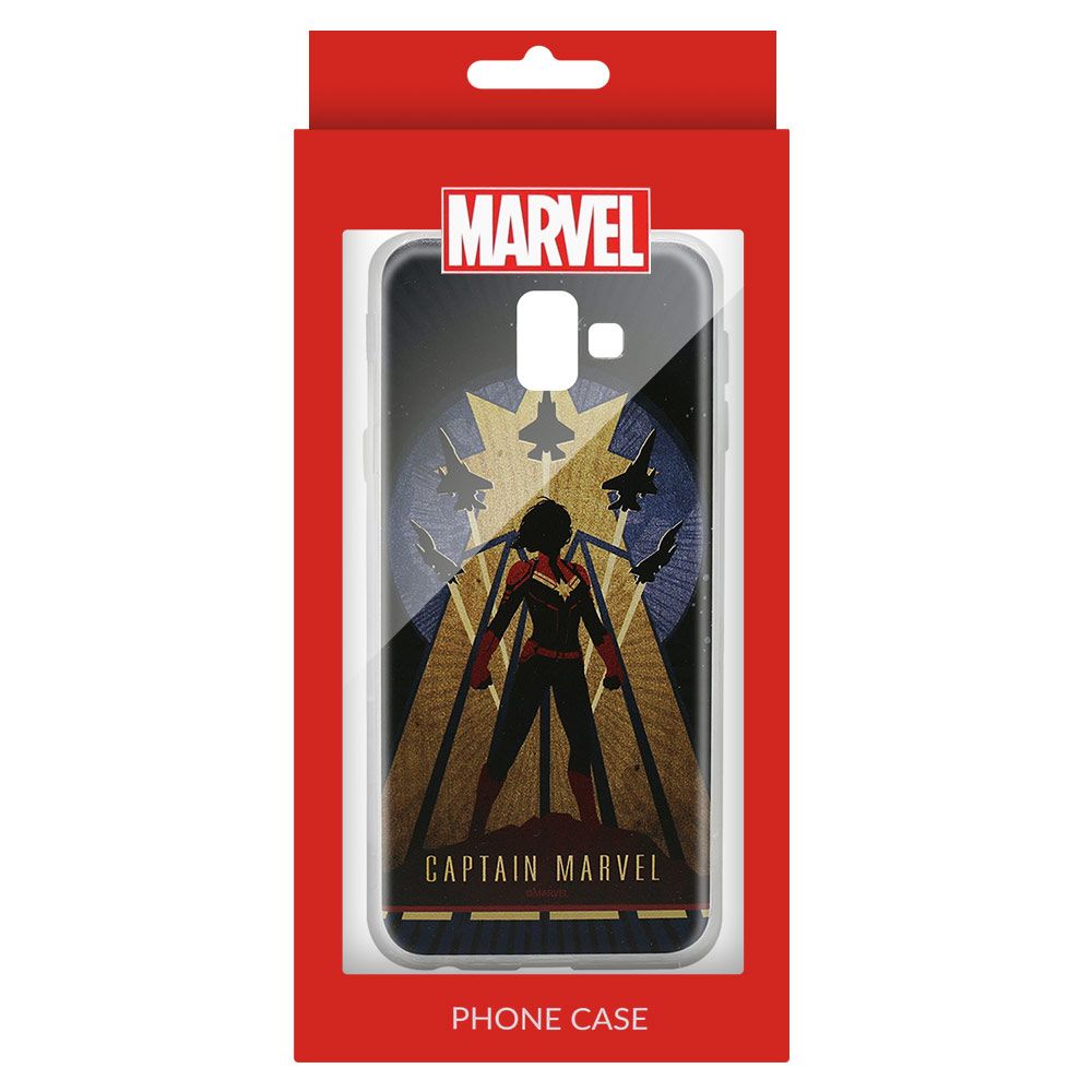 Husa Samsung Galaxy J6 Plus MARVEL Silicon Captain Marvel 002 Navy Blue MPCCAPMV405, albastru