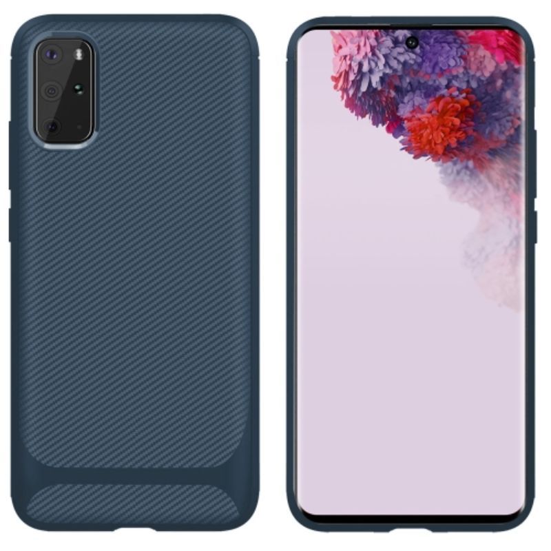 Husa pentru Samsung Galaxy S20 Plus ENKAY SYA00920501C, Carbon Fiber, albastru inchis