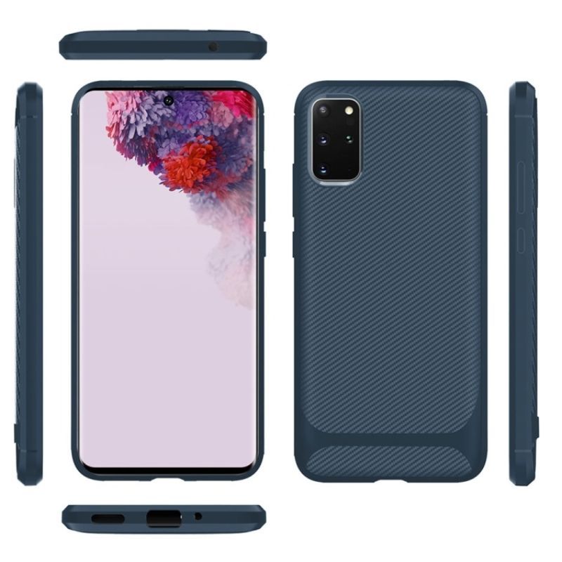 Husa pentru Samsung Galaxy S20 Plus ENKAY SYA00920501C, Carbon Fiber, albastru inchis