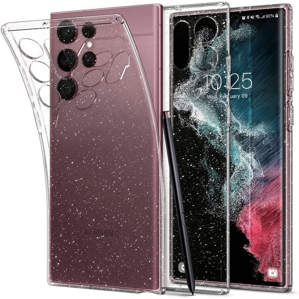 Husa Samsung Galaxy S22 Ultra SPIGEN Liquid Crystal Glitter Crystal ACS03913, transparent