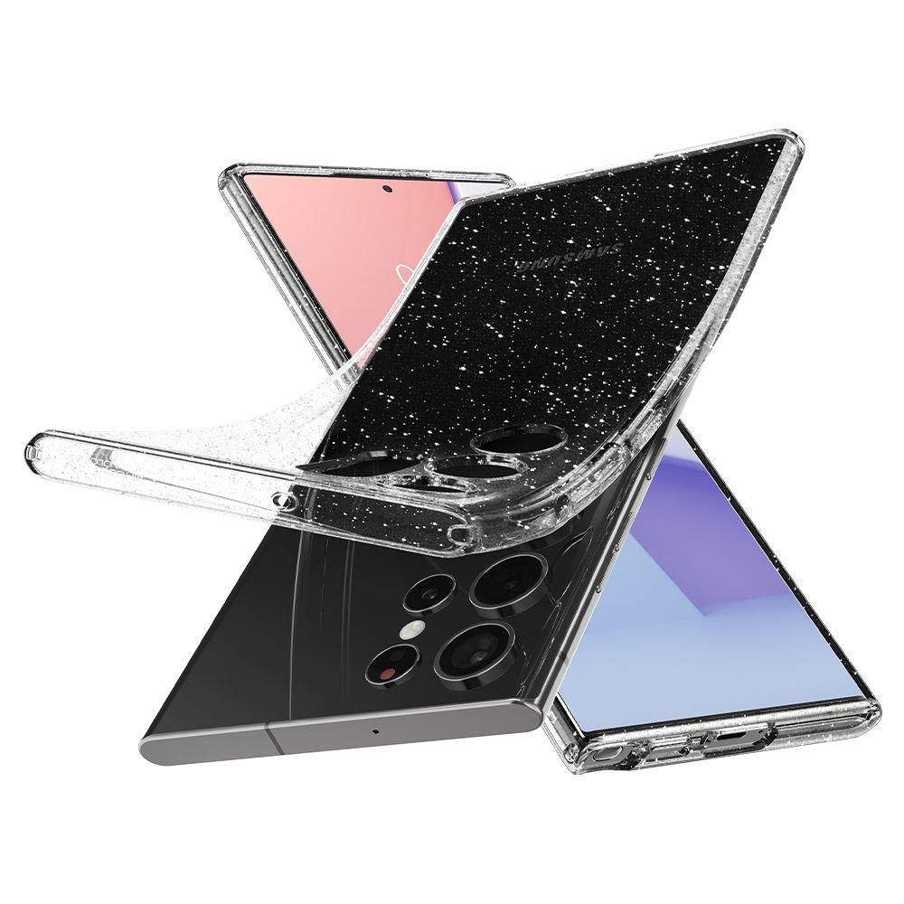 Husa Samsung Galaxy S22 Ultra SPIGEN Liquid Crystal Glitter Crystal ACS03913, transparent
