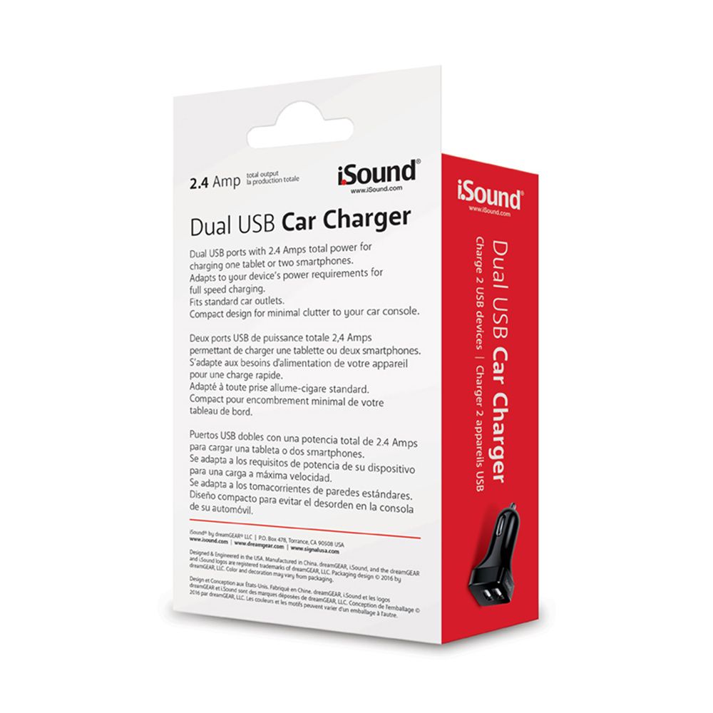 Incarcator auto 2.4 A, ISOUND ISOUND-6856, Dual USB, negru, cablu microUSB, lungime 1.2 m