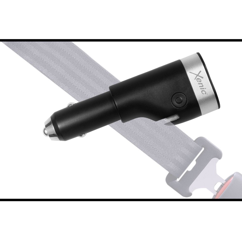 Incarcator auto multifunctional XENIC CH02, 5 V, 1 A, port USB, power bank 2600 mAh Li-Ion, lanterna LED, 90 lm, culoare rece, cu ciocan de urgenta si lama, negru