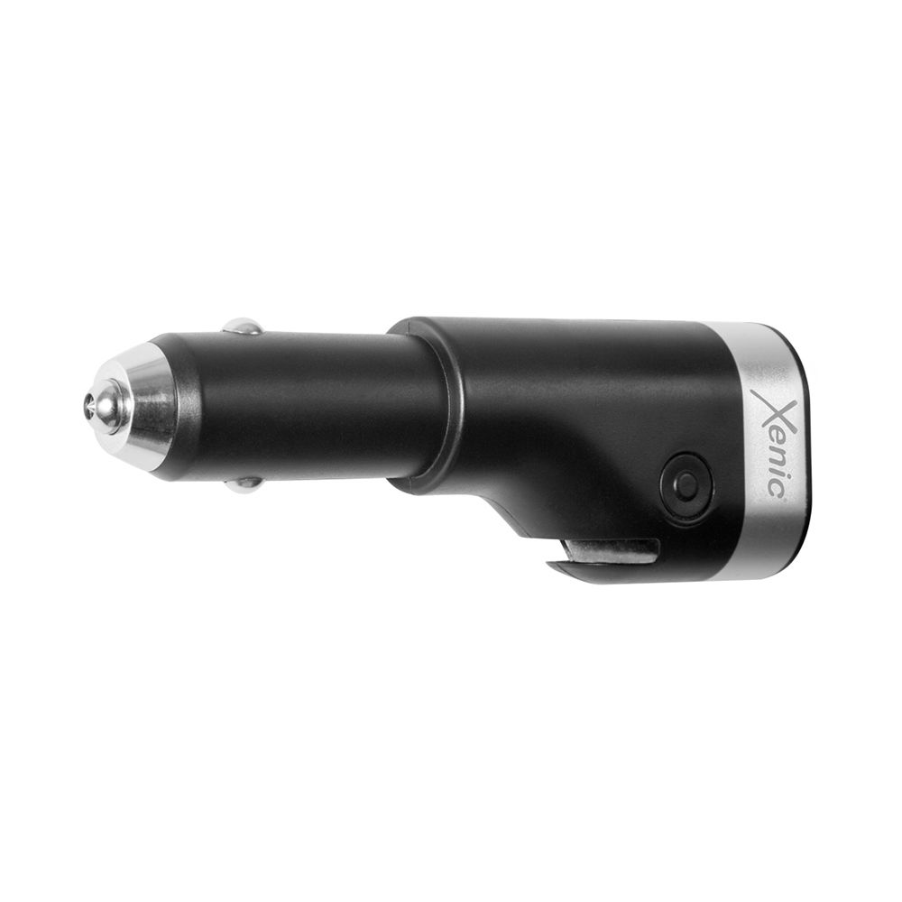 Incarcator auto multifunctional XENIC CH02, 5 V, 1 A, port USB, power bank 2600 mAh Li-Ion, lanterna LED, 90 lm, culoare rece, cu ciocan de urgenta si lama, negru