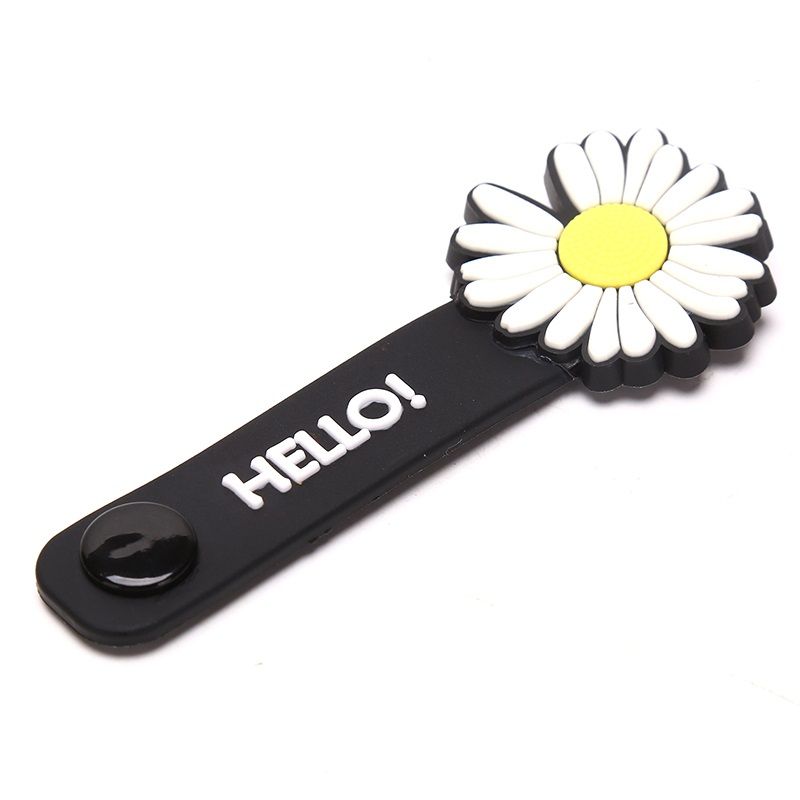 Organizator pentru cabluri OEM TST-CT001FL, model floare, cauciuc siliconic, negru