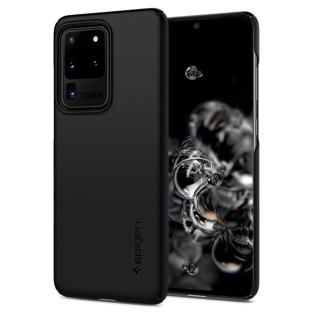 Husa Samsung Galaxy S20 Ultra SPIGEN Thin Fit Black ACS00708, negru