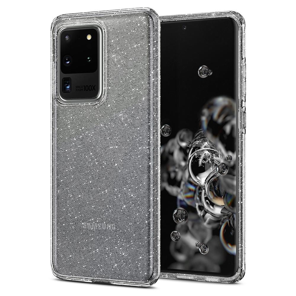 Husa Samsung Galaxy S20 Ultra SPIGEN Liquid Crystal Glitter Crystal Clear ACS00710, transparent