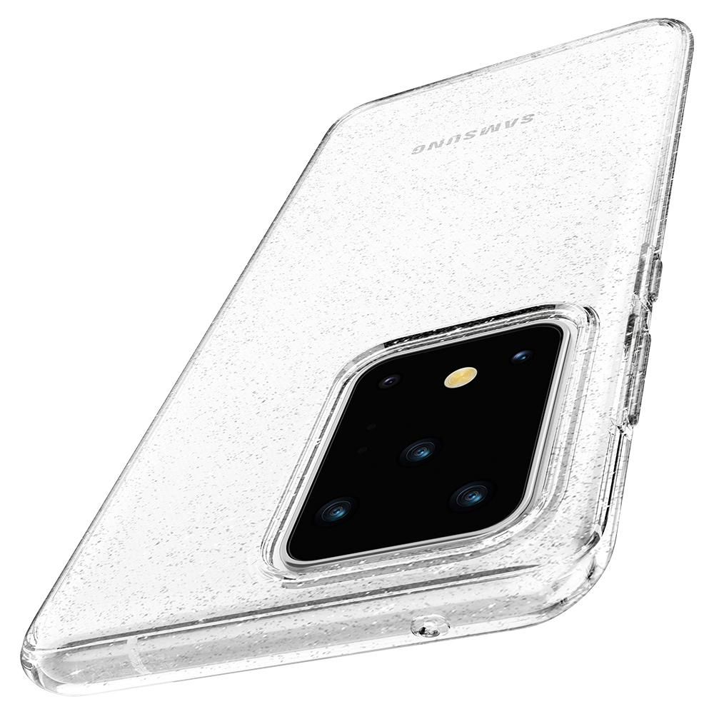 Husa Samsung Galaxy S20 Ultra SPIGEN Liquid Crystal Glitter Crystal Clear ACS00710, transparent