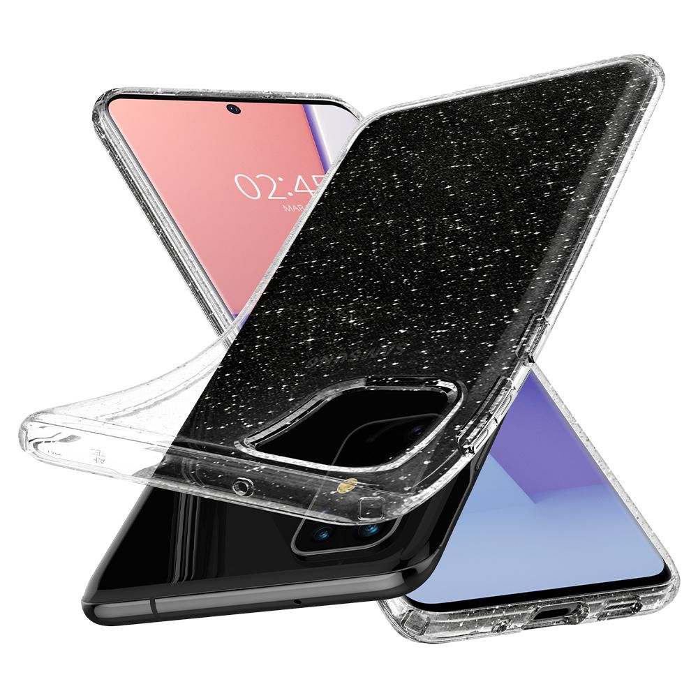 Husa Samsung Galaxy S20 Plus SPIGEN Liquid Crystal Glitter Crystal Clear ACS00752, transparent