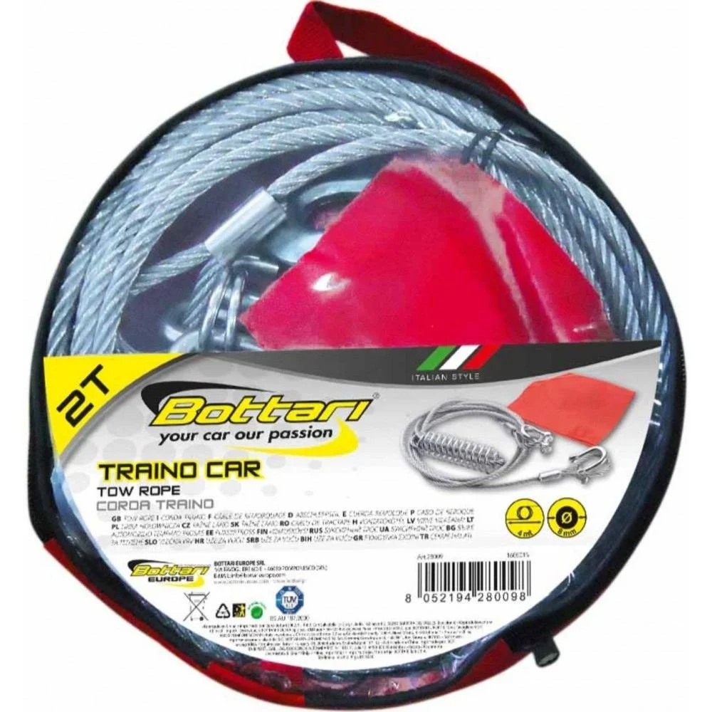 Cablu metalic pentru tractare BOTTARI Traino Car 28009BT, capacitate maxima tractare 2000 kg, lungime 400 cm