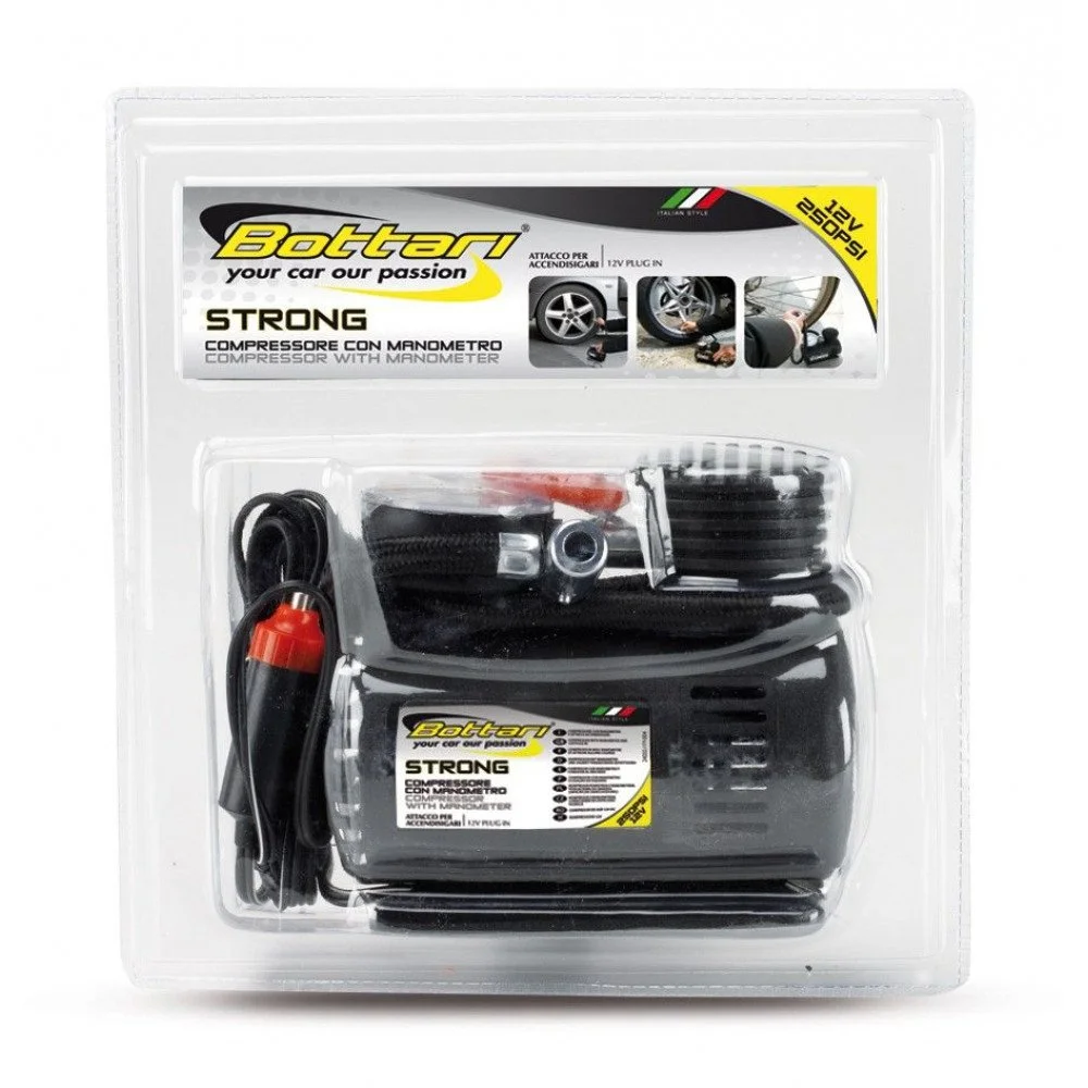 Compresor auto BOTTARI Strong 24050BT, tensiune alimentare 12V, cu accesorii pentru umflare