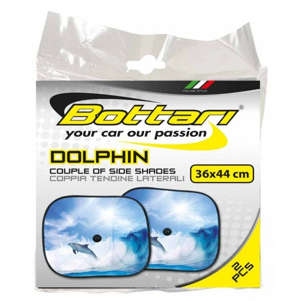 Set 2 parasolare auto laterale BOTTARI Dolphin 22070BT, 36 x 44 cm, multicolor, montare cu ventuze