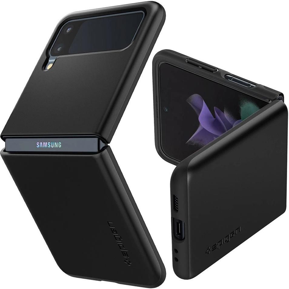 Husa Samsung Galaxy Z Flip 3 SPIGEN Thin Fit Black ACS03079, negru