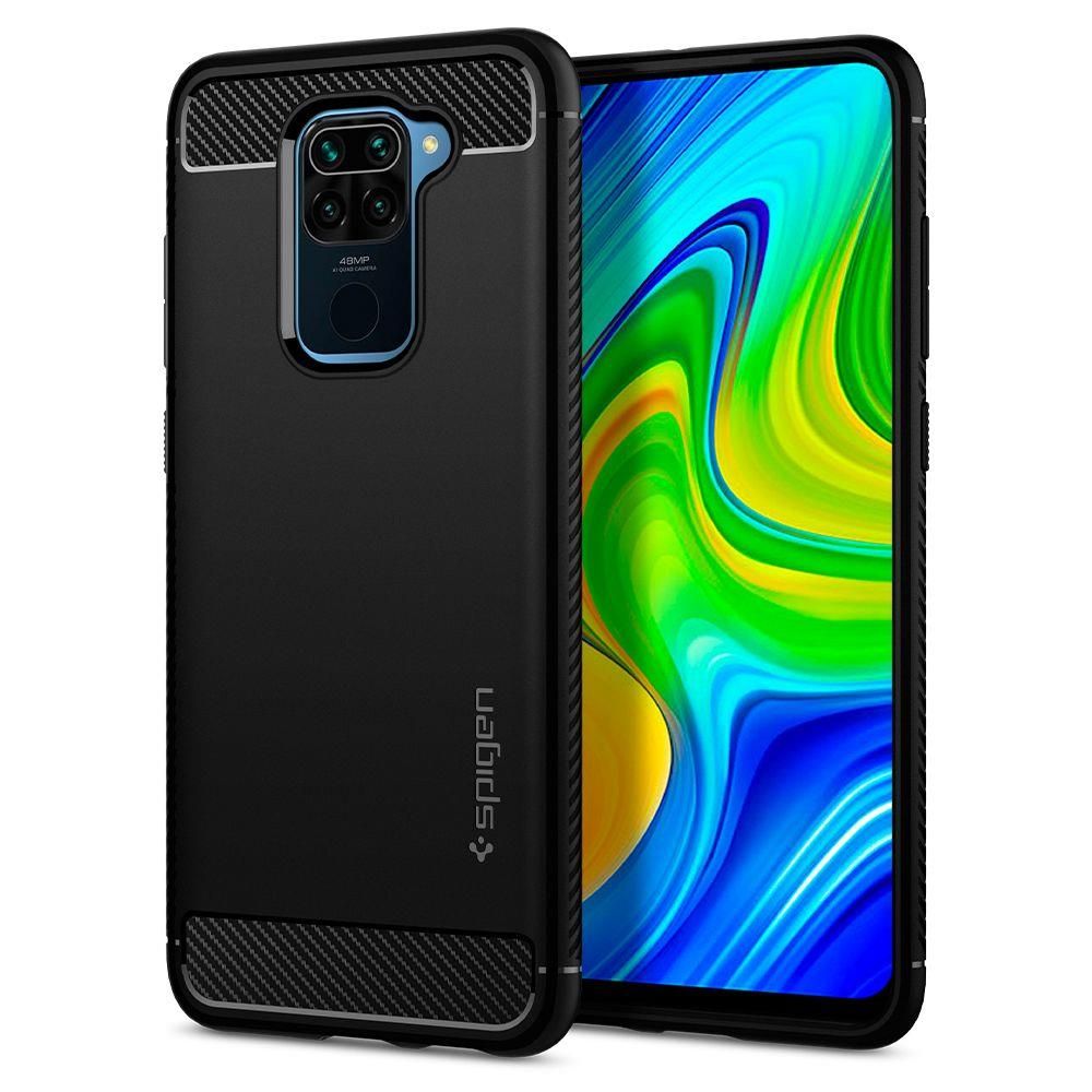Husa Xiaomi Redmi Note 9 SPIGEN Rugged Armor Matte Black ACS01192, negru
