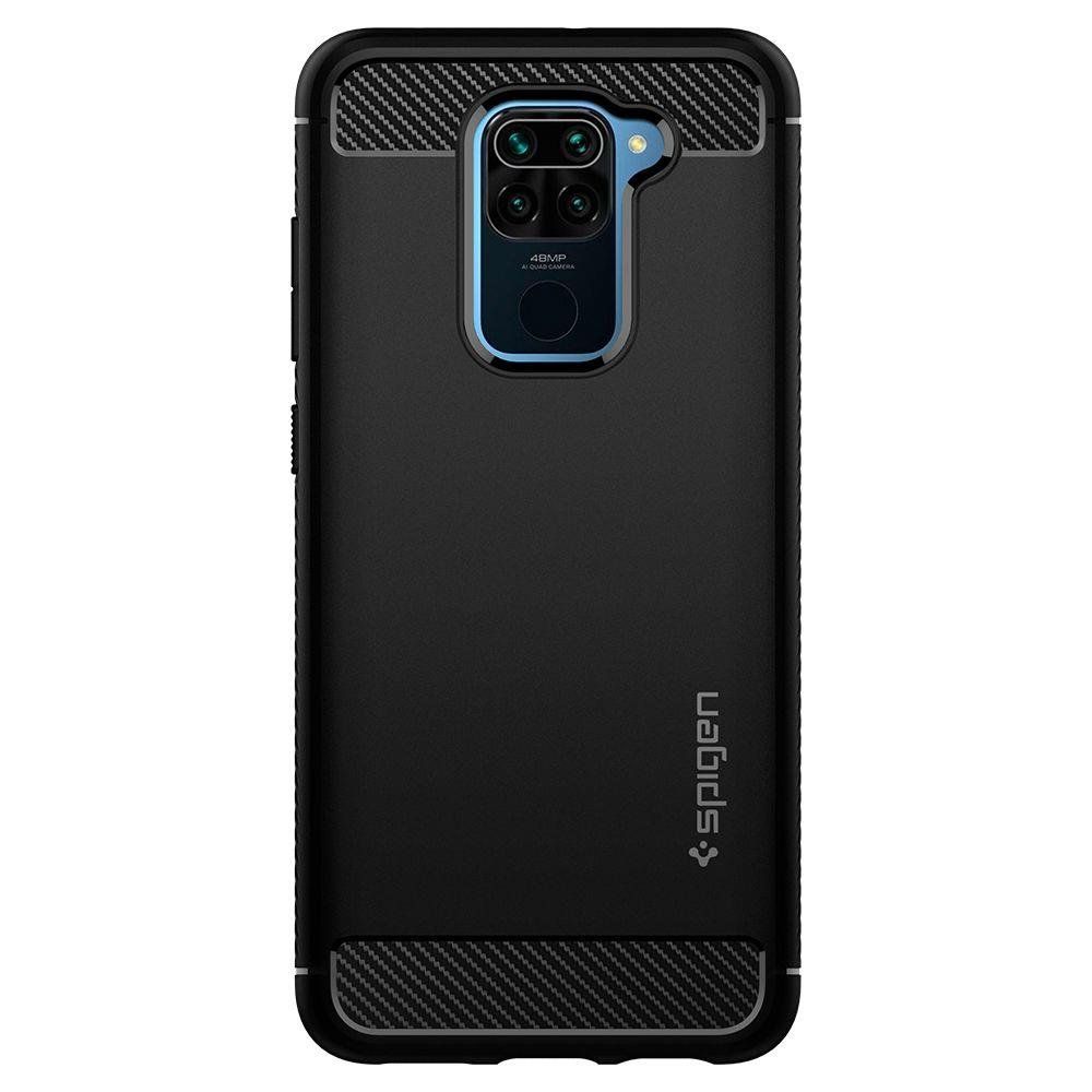 Husa Xiaomi Redmi Note 9 SPIGEN Rugged Armor Matte Black ACS01192, negru
