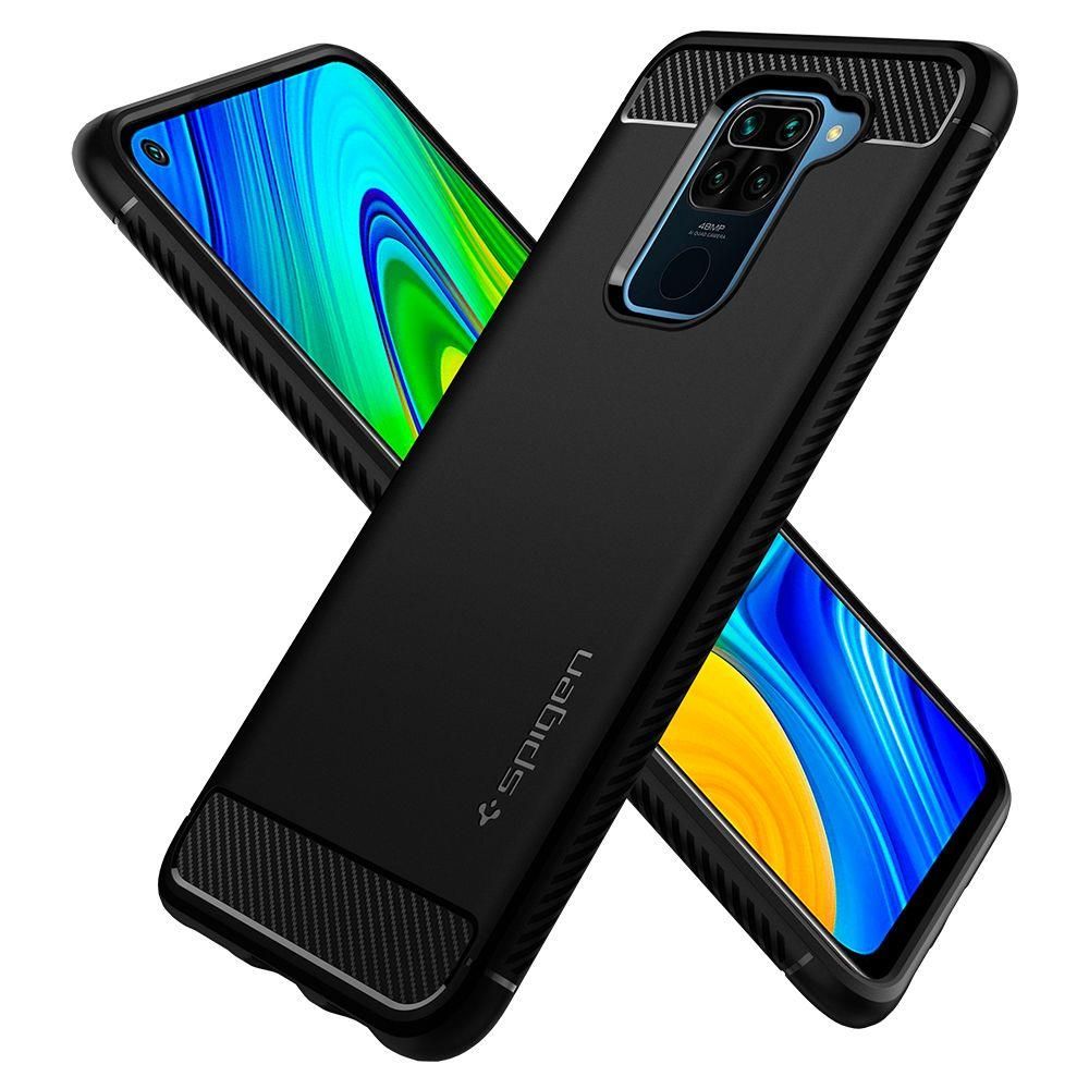 Husa Xiaomi Redmi Note 9 SPIGEN Rugged Armor Matte Black ACS01192, negru