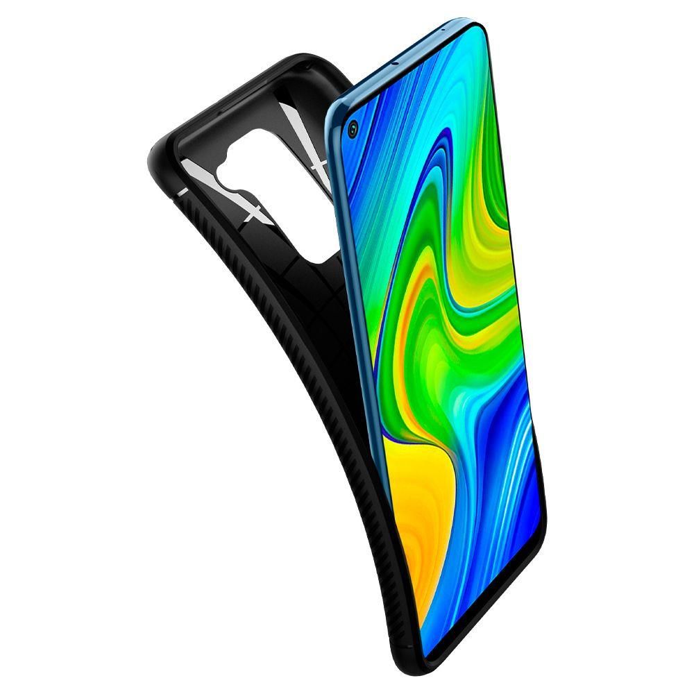 Husa Xiaomi Redmi Note 9 SPIGEN Rugged Armor Matte Black ACS01192, negru
