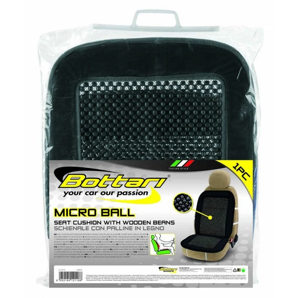 Husa scaun auto, cu bile, BOTTARI Micro Ball 12118BT, universala, negru, prindre cu chingi elastice