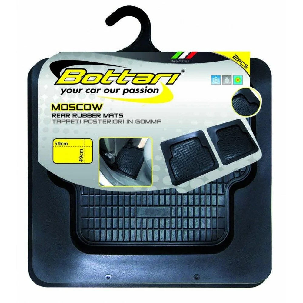 Set 2 covorase auto, tip tavita, BOTTARI Moscow 14016BT, pentru partea din spate, universale, 49 x 50 cm, din cauciuc, negru