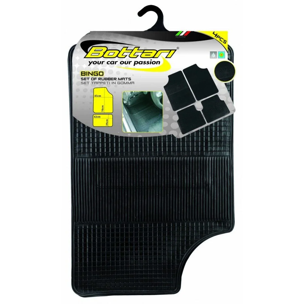 Set covorase auto, din cauciuc, BOTTARI Bingo 14042BT, universale, fata 45x70 cm, spate 42x39 cm, negru