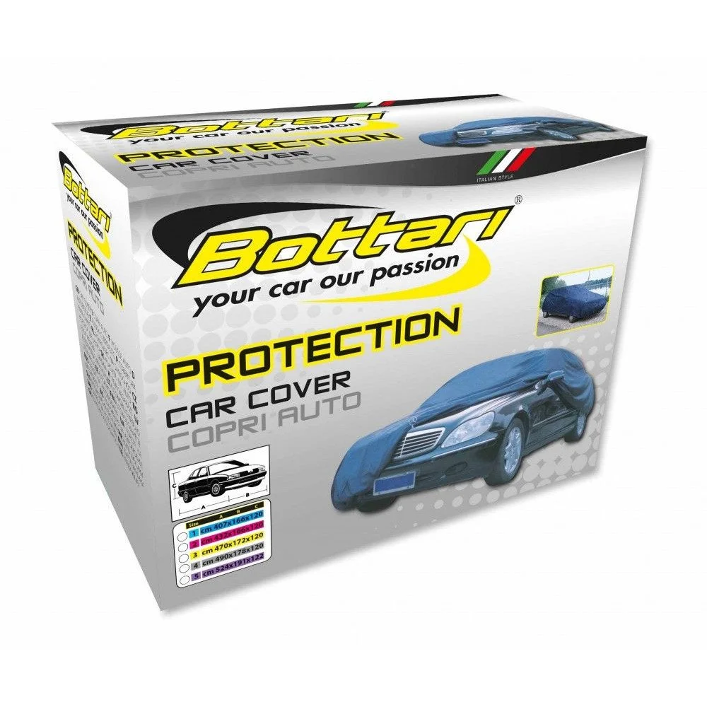 Husa, prelata auto pentru exterior, BOTTARI Car Cover 18292BT, 407 x 172 x 120 cm, din nylon impermeabil, prindere cu banda elastica, negru
