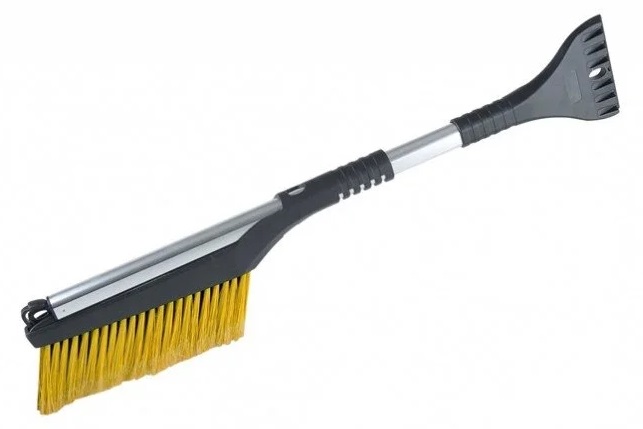 Racleta pentru gheata, cu matura pentru zapada, BOTTARI 32336BT, lungime ajustabila 63.5-90 cm, negru/galben
