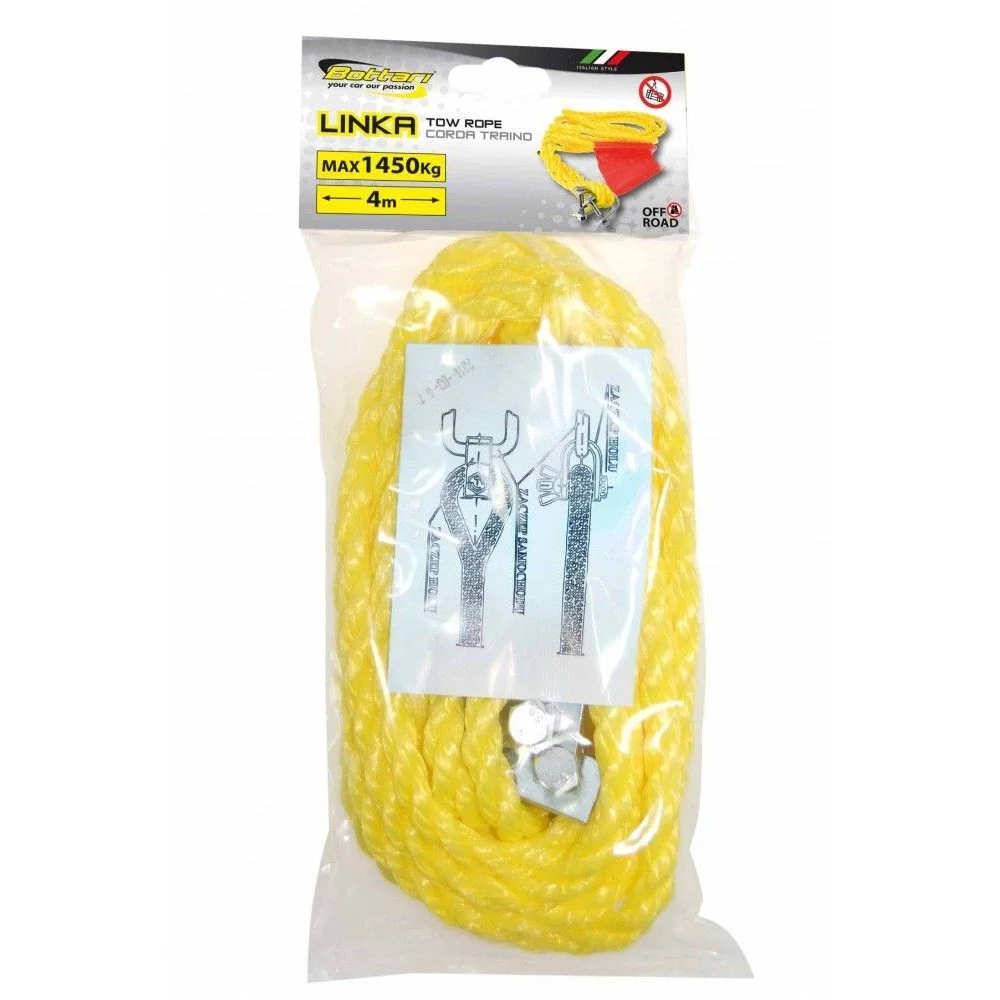 Cablu pentru tractare BOTTARI Linka 28015BT, capacitate maxima tractare 1450 kg, lungime 4 m, galben