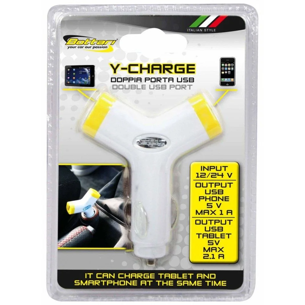 Incarcator auto pentru telefon BOTTARI Y Charge 30102BT, alimentare 12/24V, iesire 1 x USB 5V, max 1A, 1 x USB 5V, max 2.1A