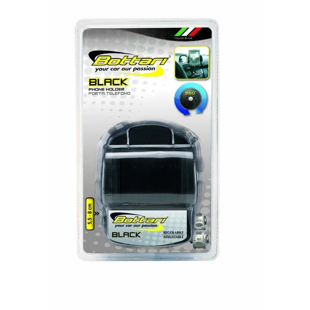 Suport auto pentru telefon/GPS, BOTTARI Black 16116BT, latime telefon 5.5-8 cm, prindere cu ventuza, negru