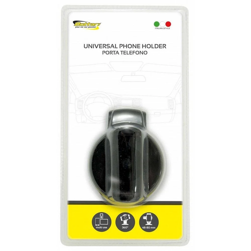 Suport auto pentru telefon, BOTTARI New Globe 16134BT, universal, prindere cu ventuza, negru