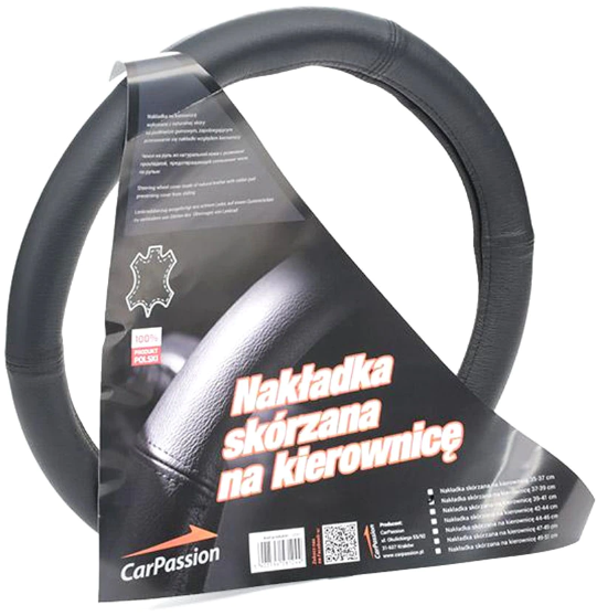 Husa pentru volan auto CARPASSION 10064PP, piele naturala, diametru 44-46 cm, negru