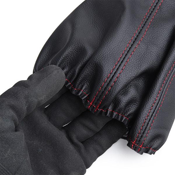 Manson pentru schimbator de viteze CARPASSION 10055CP, din piele naturala, negru/rosu