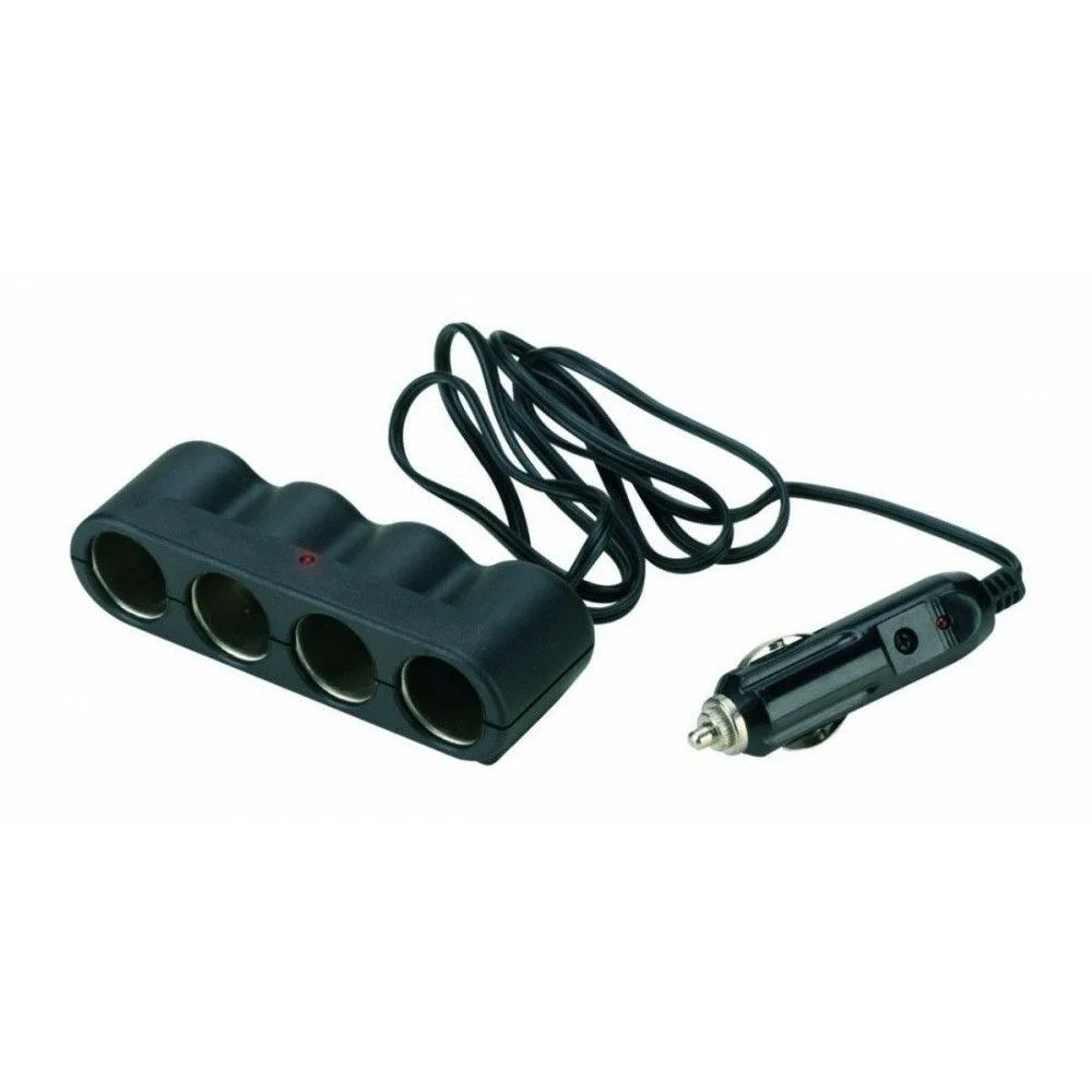 Priza auto, cu prelungitor. BOTTARI Four Sockets 30071BT, iesire 4 x prize brichete auto, alimentare 12/24V, negru