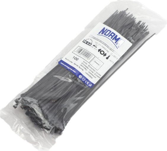 Set 100 bucati coliere din poliamida 66, negru, NORMA ABA 860 0210 402, latime 3.5 mm, lungime 200 mm