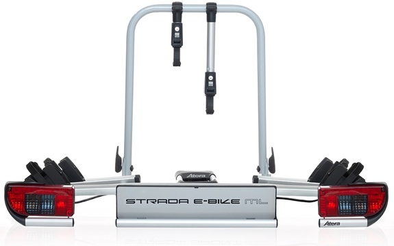 Suport pentru 2 biciclete ATERA Strada Sport E-Bike ML 022696AT, prindere pe carlig remorcare, cu lumini de semnalizare, rabatabil