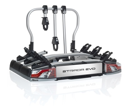Suport pentru 3 biciclete ATERA Strada Evo 3 022701AT, prindere pe carlig remorcare, cu lumini de semnalizare, rabatabil