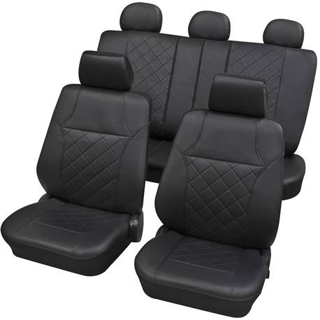 Set huse pentru scaune auto PETEX Arizona 34175904PX, montare fata si spate, negru, din piele ecologica, universale
