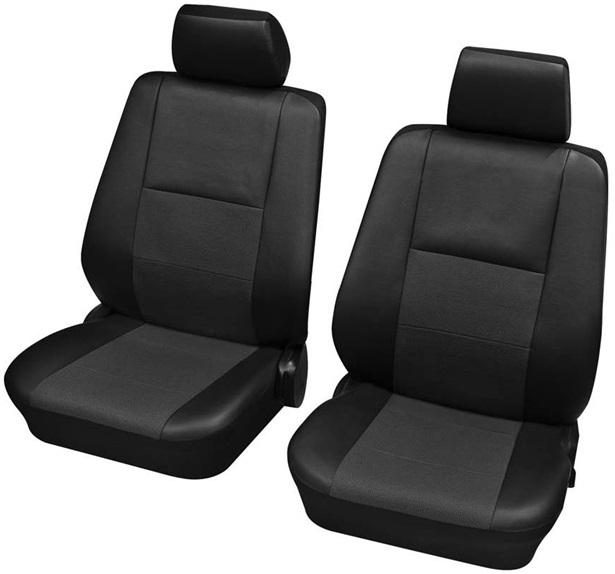 Set 2 huse pentru scaune auto PETEX Elba 20771601PX, montare fata, antracit, din piele ecologica, universale